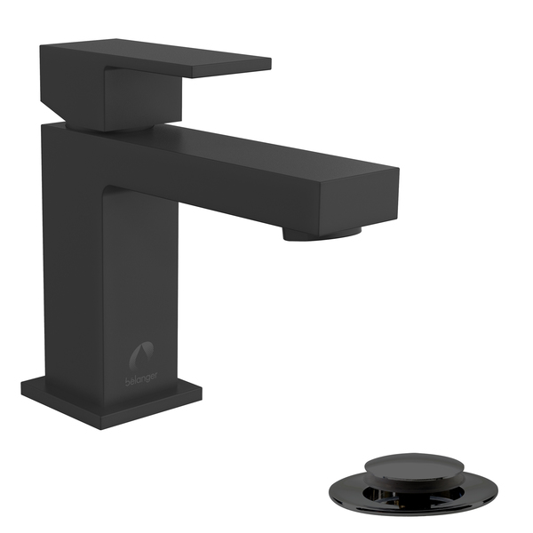 Keeney Mfg Single Handle Bathroom Faucet with Pop-Up Drain, Matte Black QUA21CMB